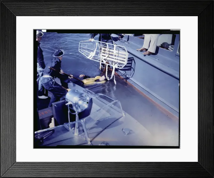 Framed Print : Pilot Being Lifted From Water Framed Print : Pilot Being Lifted From Water