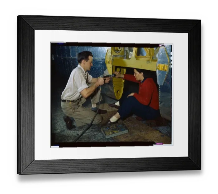 Framed Print : Woman and Man Working During World War II Framed Print : Woman and Man Working During World War II