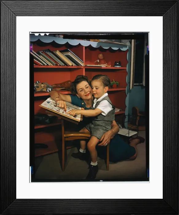 Framed Print : Mother Encouraging Her Son to Read Framed Print : Mother Encouraging Her Son to Read