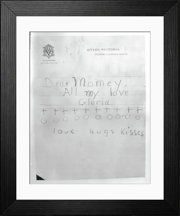 Framed Print : Letter Written by Gloria Laura Vanderbilt Framed Print : Letter Written by Gloria Laura Vanderbilt
