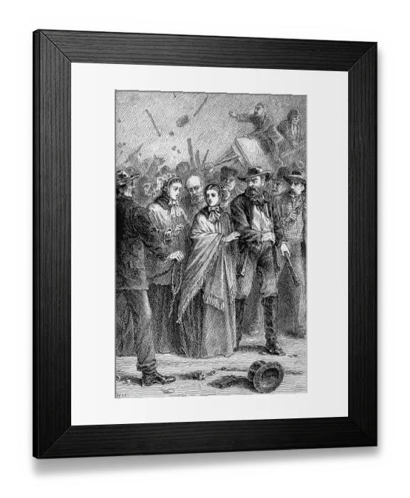 Framed Print : Print of Lucretia Mott Being Protected from Angry Male Mob Framed Print : Print of Lucretia Mott Being Protected from Angry Male Mob