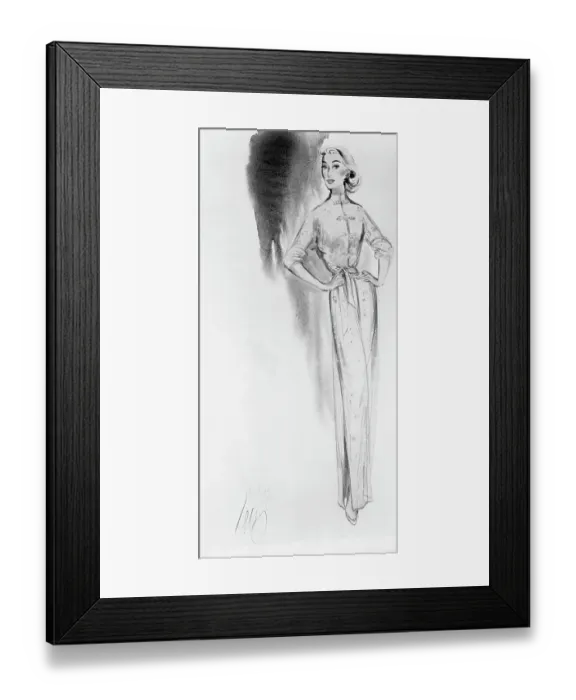 Framed Print : Sketch of Grace Kelly Wearing Taffeta Dress Framed Print : Sketch of Grace Kelly Wearing Taffeta Dress