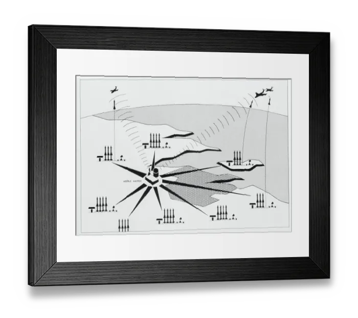 Framed Print : Chart Showing the Operation of the Missile Master Framed Print : Chart Showing the Operation of the Missile Master