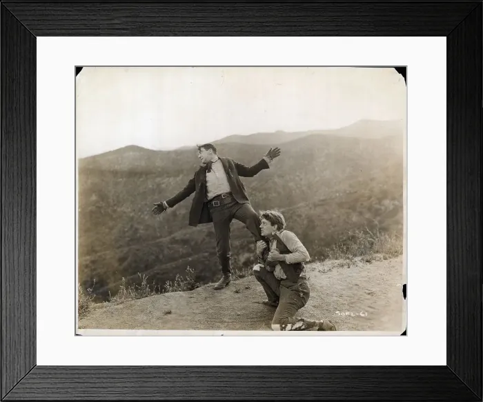 Framed Print : Two Men Fighting At Cliff'S Edge Framed Print : Two Men Fighting At Cliff'S Edge