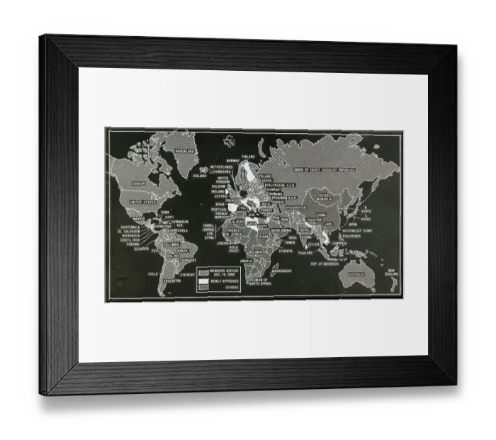 Framed Print : Map Marking the Expansion of the United Nations Framed Print : Map Marking the Expansion of the United Nations