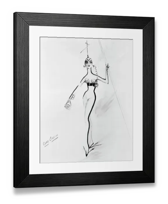 Framed Print : Drawing of Oleg Cassini Design Framed Print : Drawing of Oleg Cassini Design