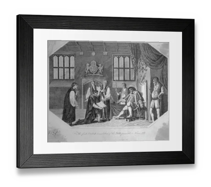 Framed Print : The First English Translation of the Bible Presented to Henry VIII Engraving