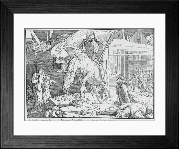 Framed Print : Symbolic Skeleton Attacking Civilians Framed Print : Symbolic Skeleton Attacking Civilians