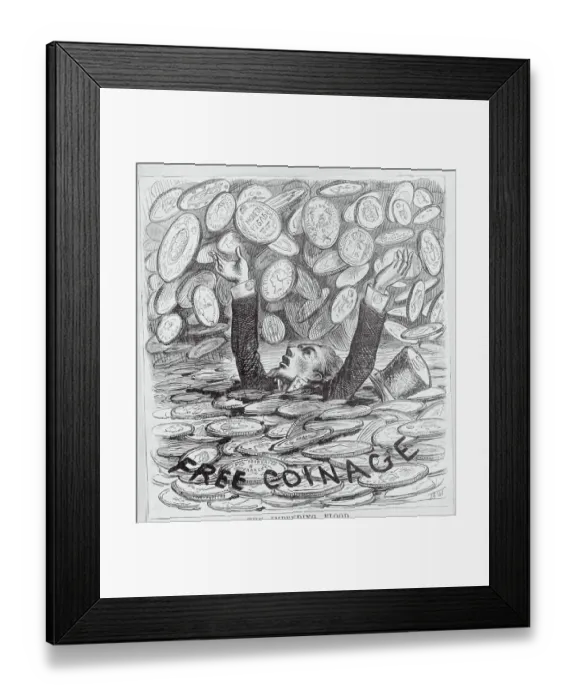 Framed Print : Man Sinking in Coins Framed Print : Man Sinking in Coins