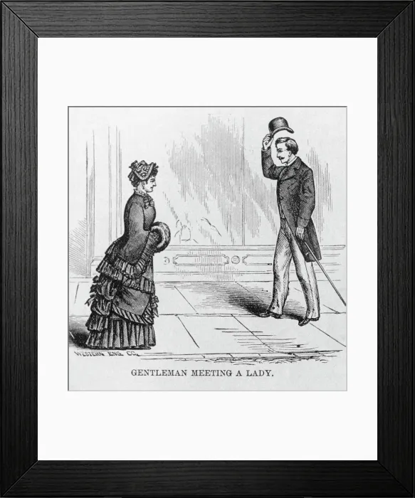 Framed Print : Gentleman Meeting a Lady Framed Print : Gentleman Meeting a Lady