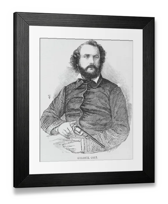Framed Print : Portrait of Samuel Colt Holding Revolver Framed Print : Portrait of Samuel Colt Holding Revolver