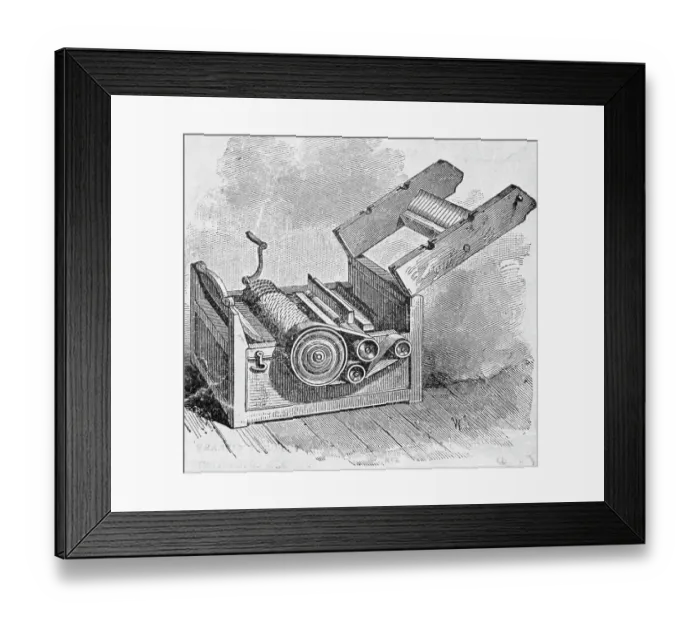 Framed Print : Lithograph of Cotton Gin Framed Print : Lithograph of Cotton Gin