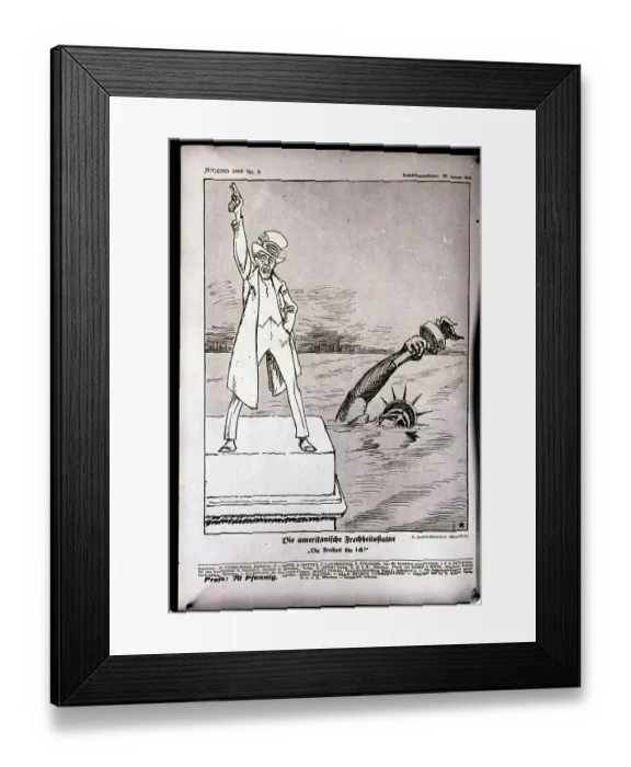 Framed Print : Polit Cartoon Of W Wilson / Statue Of Libe Framed Print : Polit Cartoon Of W Wilson / Statue Of Libe