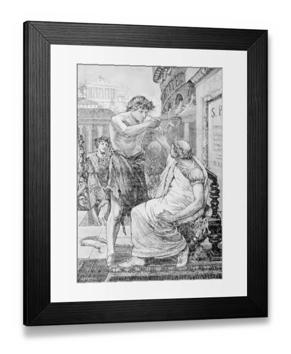 Framed Print : Woodcut After Julius Caesar Refusing Imperial Crown by Tadema