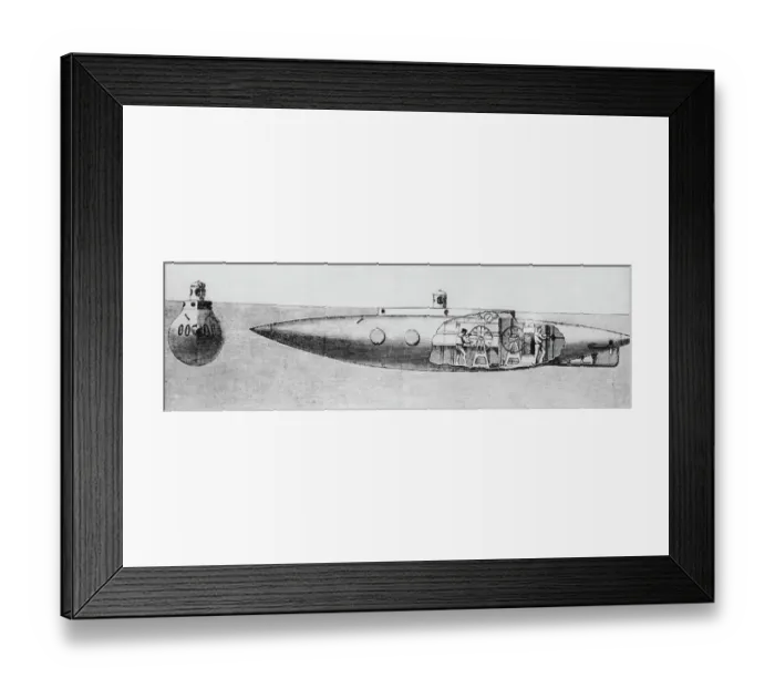 Framed Print : Front and Side Views of the Submarine Nautilus Framed Print : Front and Side Views of the Submarine Nautilus