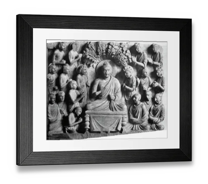 Framed Print : Kushan Sculpture of Buddha and His Disciples Framed Print : Kushan Sculpture of Buddha and His Disciples