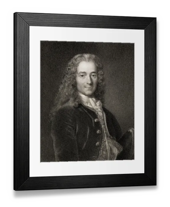 Framed Print : Engraving portrait of Voltaire after Nicholas de Largilliere Framed Print : Engraving portrait of Voltaire after Nicholas de Largilliere