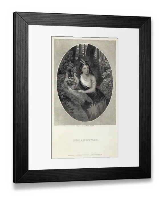 Framed Print : Engraving Of Pocahontas Seated In Woods