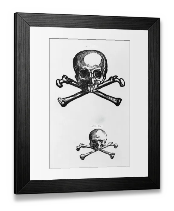 Framed Print : Woodcut Of Skull And Crossbones Framed Print : Woodcut Of Skull And Crossbones