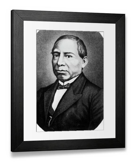 Framed Print : Lithograph of Benito Juarez Bust Wearing Bow Tie Framed Print : Lithograph of Benito Juarez Bust Wearing Bow Tie