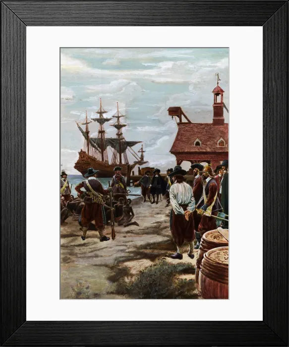 Framed Print : Dutch Ship Landing Slaves In Colonial America Framed Print : Dutch Ship Landing Slaves In Colonial America
