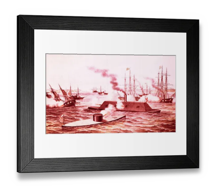 Framed Print : The Monitor and the Merrimac Framed Print : The Monitor and the Merrimac
