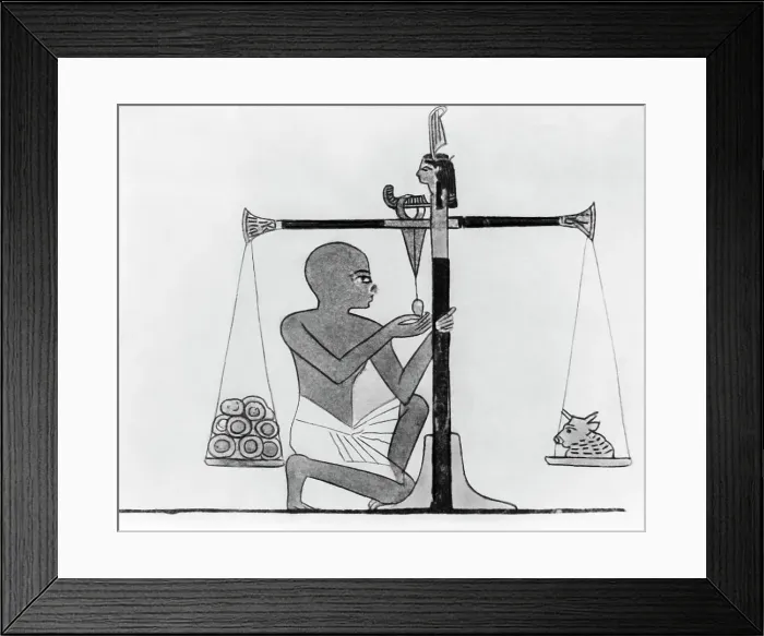 Framed Print : Wall Painting Of Egyptian W / Scales Framed Print : Wall Painting Of Egyptian W / Scales