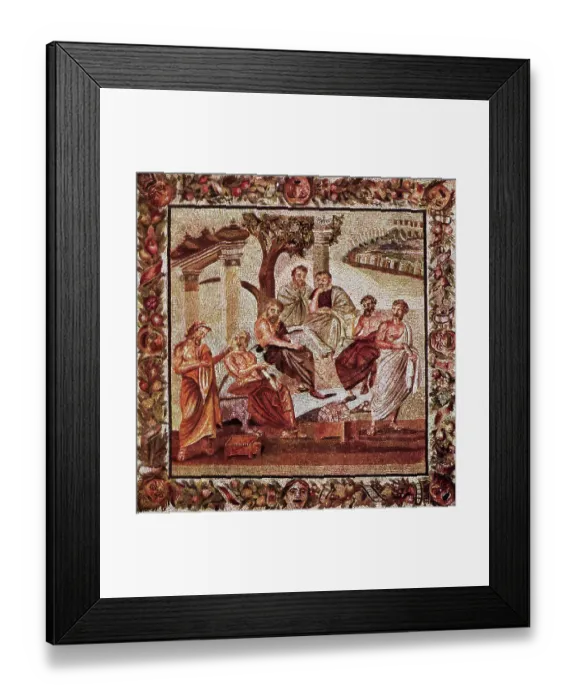 Framed Print : Mosaic Of Plato & His Students Framed Print : Mosaic Of Plato & His Students