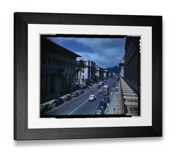 Framed Print : Pedestrians and Cars on Honolulu Street Framed Print : Pedestrians and Cars on Honolulu Street