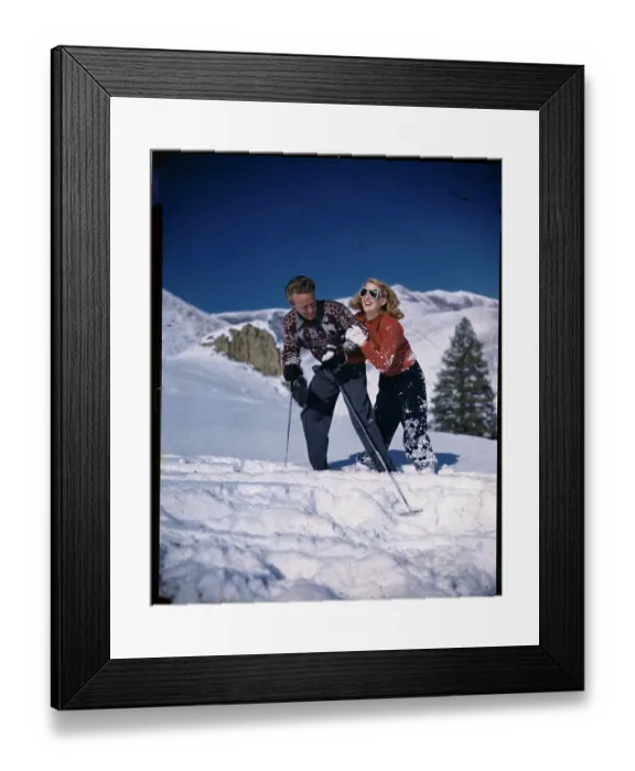 Framed Print : Couple Walking Through Snow Framed Print : Couple Walking Through Snow