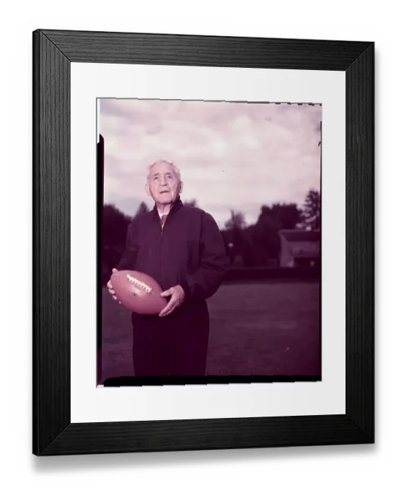 Framed Print : Amos Alonzo Stagg Sr. Holding Football Framed Print : Amos Alonzo Stagg Sr. Holding Football
