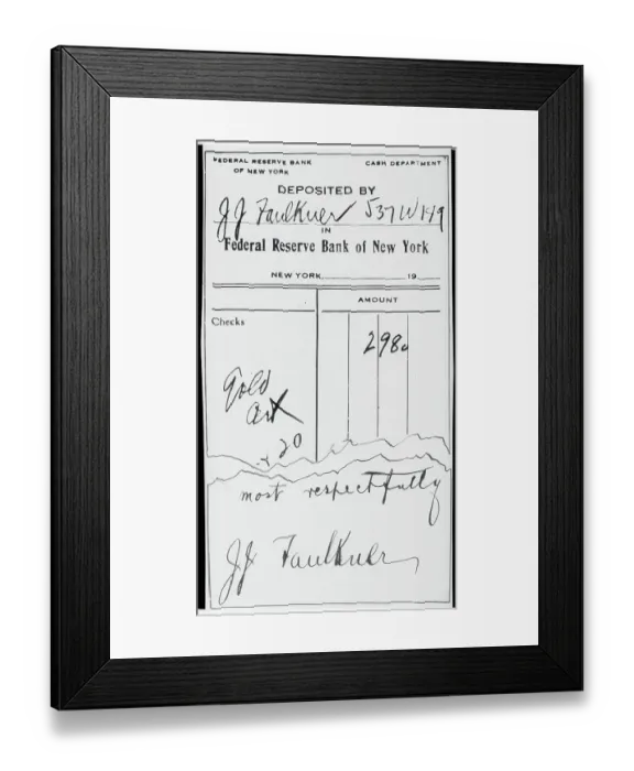 Framed Print : New York Money Slip Framed Print : New York Money Slip