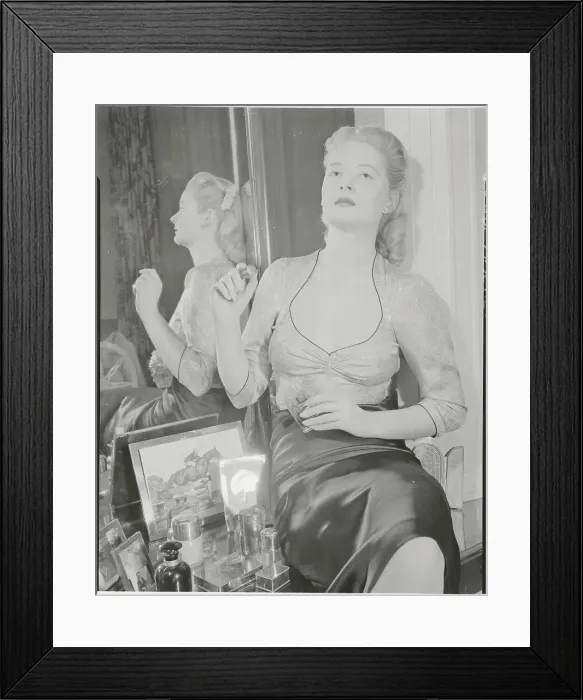 Framed Print : Lucy Cochrane Putting on Perfume