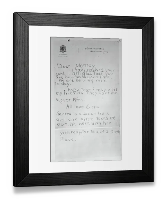 Framed Print : Letters Written by Gloria Laura Vanderbilt Framed Print : Letters Written by Gloria Laura Vanderbilt