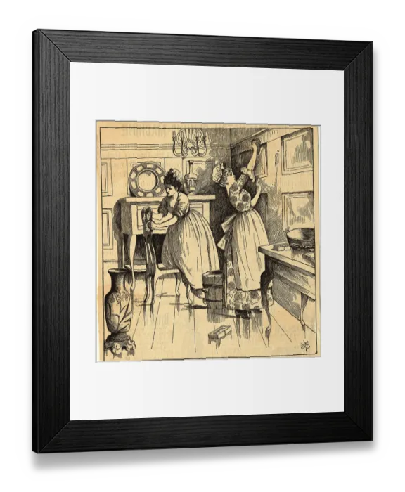 Framed Print : Engraving of Maids Cleaning