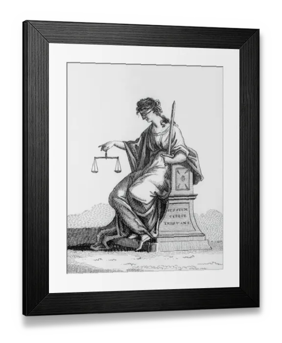 Framed Print : A Depiction of Woman Holding Scales of Justice