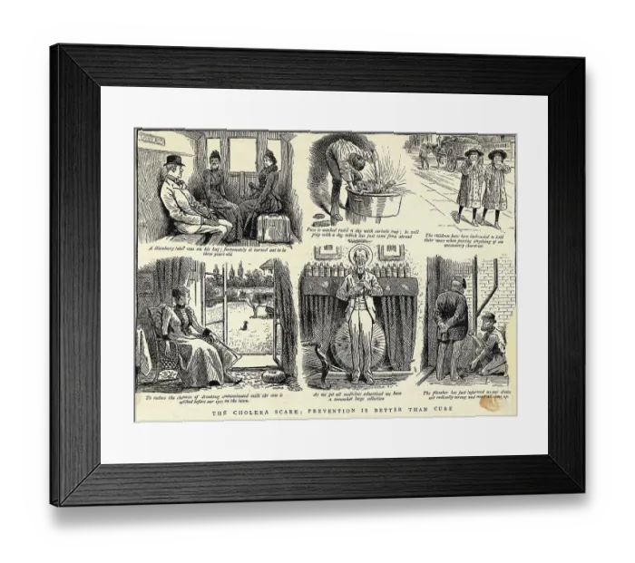 Framed Print : Illustrations of Cholera-Prevention Methods Framed Print : Illustrations of Cholera-Prevention Methods