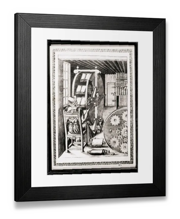 Framed Print : Medieval Invention / Reading Machine Framed Print : Medieval Invention / Reading Machine