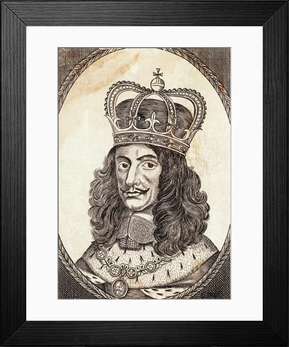 Framed Print : Portrait of Charles II, King of England Wearing the Royal Crown Framed Print : Portrait of Charles II, King of England Wearing the Royal Crown