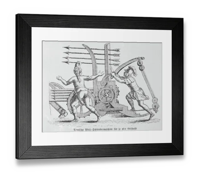 Framed Print : Roman Soldiers Preparing War Machine to Launch Arrows Framed Print : Roman Soldiers Preparing War Machine to Launch Arrows