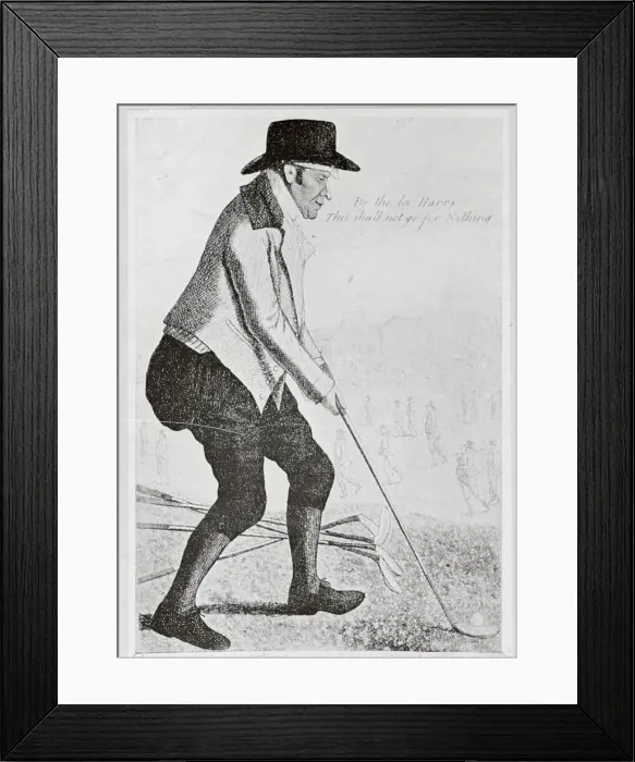 Framed Print : Engraving Showing Man Golfing