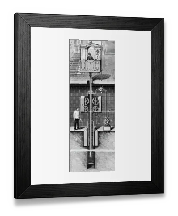 Framed Print : First Secure Hydraulic Elevator Framed Print : First Secure Hydraulic Elevator