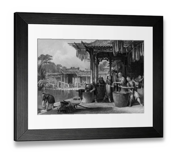 Framed Print : Workers Working with Cloth Framed Print : Workers Working with Cloth