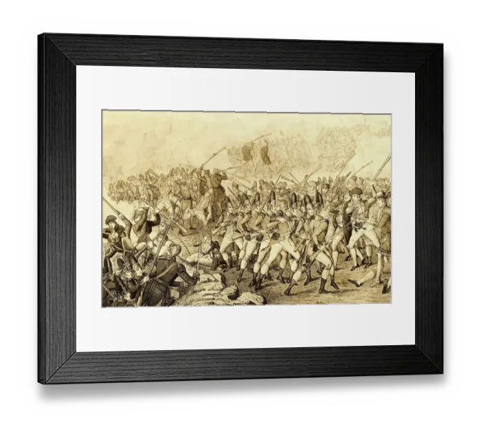 Framed Print : Engraving by J. Baker of the Battle of Bunker Hill Framed Print : Engraving by J. Baker of the Battle of Bunker Hill