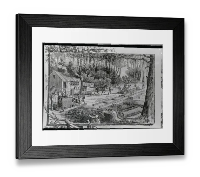 Framed Print : View of Early Lumber Mill Framed Print : View of Early Lumber Mill