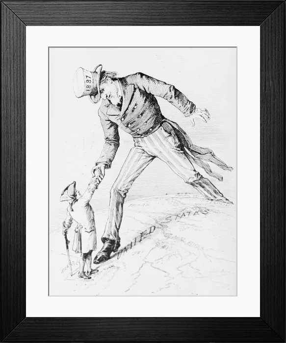 Framed Print : Depiction of Uncle Sam as 1776 and 1887 Framed Print : Depiction of Uncle Sam as 1776 and 1887