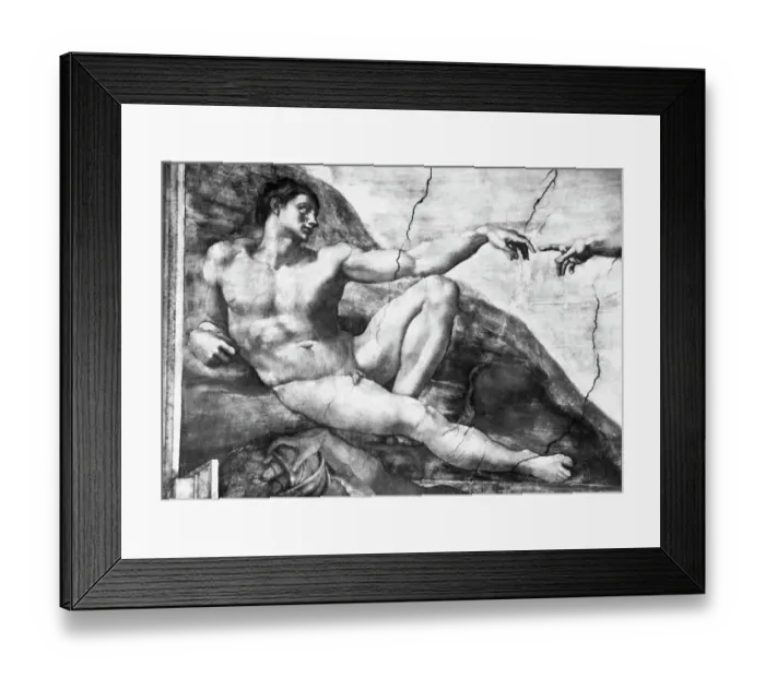 Framed Print : Detail of Creation of Adam by Michelangelo