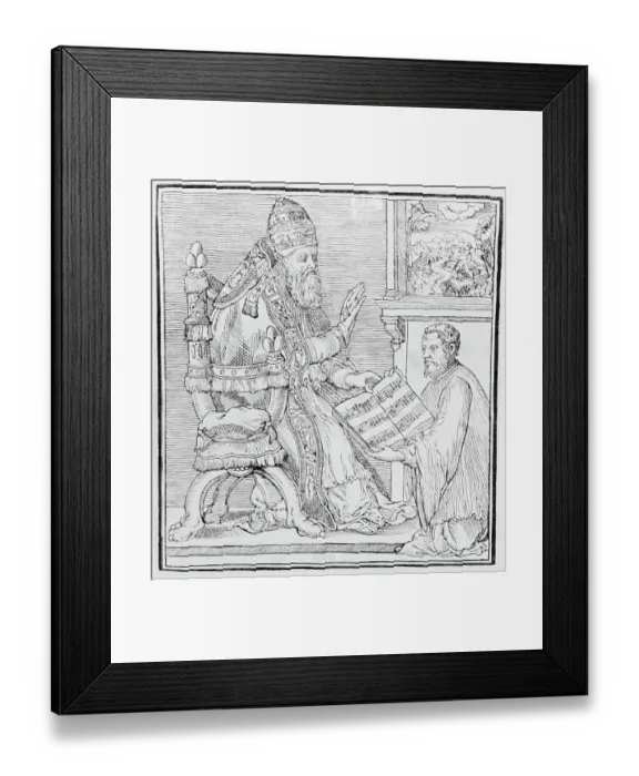 Framed Print : Woodcut of Palestrina Showing Pope Julian III His New Mass Framed Print : Woodcut of Palestrina Showing Pope Julian III His New Mass