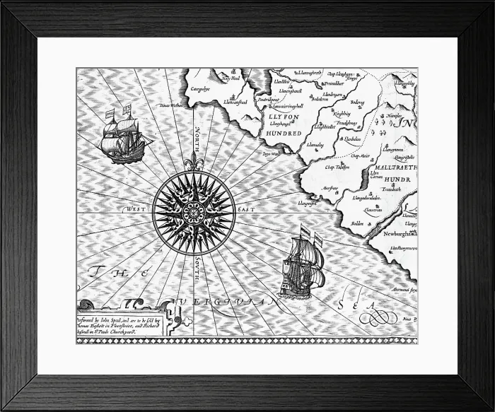 Framed Print : Detail of a Map of Wales by John Speed Framed Print : Detail of a Map of Wales by John Speed