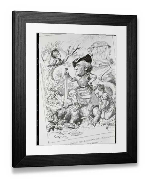 Framed Print : Cartoon of Richard Wagner Slaying Music Critics Framed Print : Cartoon of Richard Wagner Slaying Music Critics